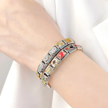 Hapiship 2024 Fashion Spider Star Moon Love Owl Italian Charm Links Fit 9mm Bracelet Stainless Steel Jewelry Making DJ003-346