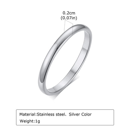 High Polished Stainless Steel Wedding Band Ring for Women Men 2/3/4/5/6mm Gold Plated Smooth Couple Rings Engagement Jewelry
