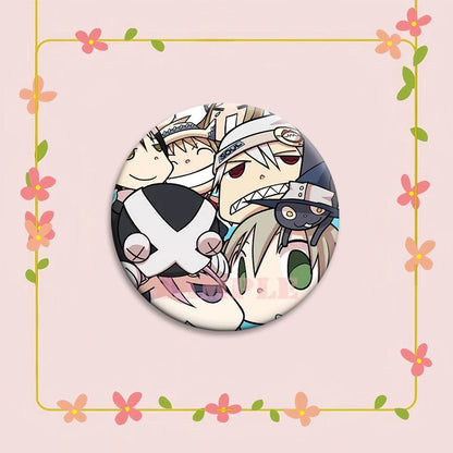 Anime Soul Eater Pins Round Creative Cartoon Badges Handmade Tinplate Brooches for Backpack Accessorys Exquisite Gifts