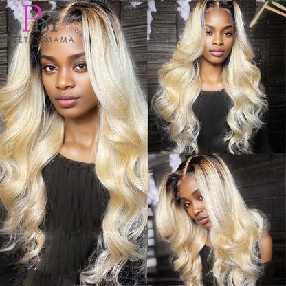 1B/613 Ombre Blonde Body Wave 13x6 Lace Frontal Wig – Pre-Plucked 30 Inch