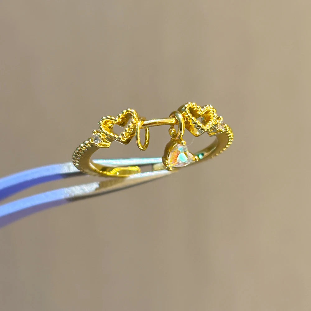 100 styles 14K Gold Plated Color Zircon Flower Crown Bow Open Ring Women Adjustable Stackable Finger Rings Wedding Jewelry Gift