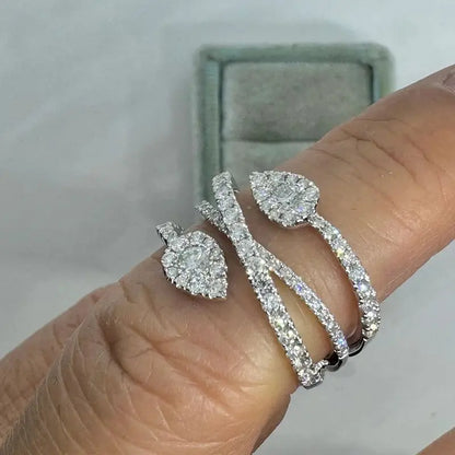 925 Sterling Silve Waterdrop Cross Zircon Paved Dainty Rings For Women Elegant Luxury Fashion Daily Party Engagement Jewelry
