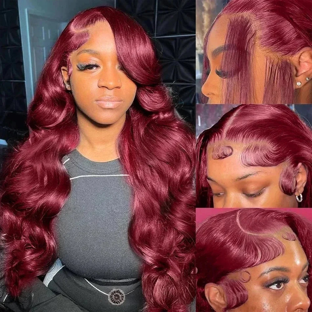 99J Burgundy Wine Red Body Wave HD Lace Front Wig – 13x6 & 13x4