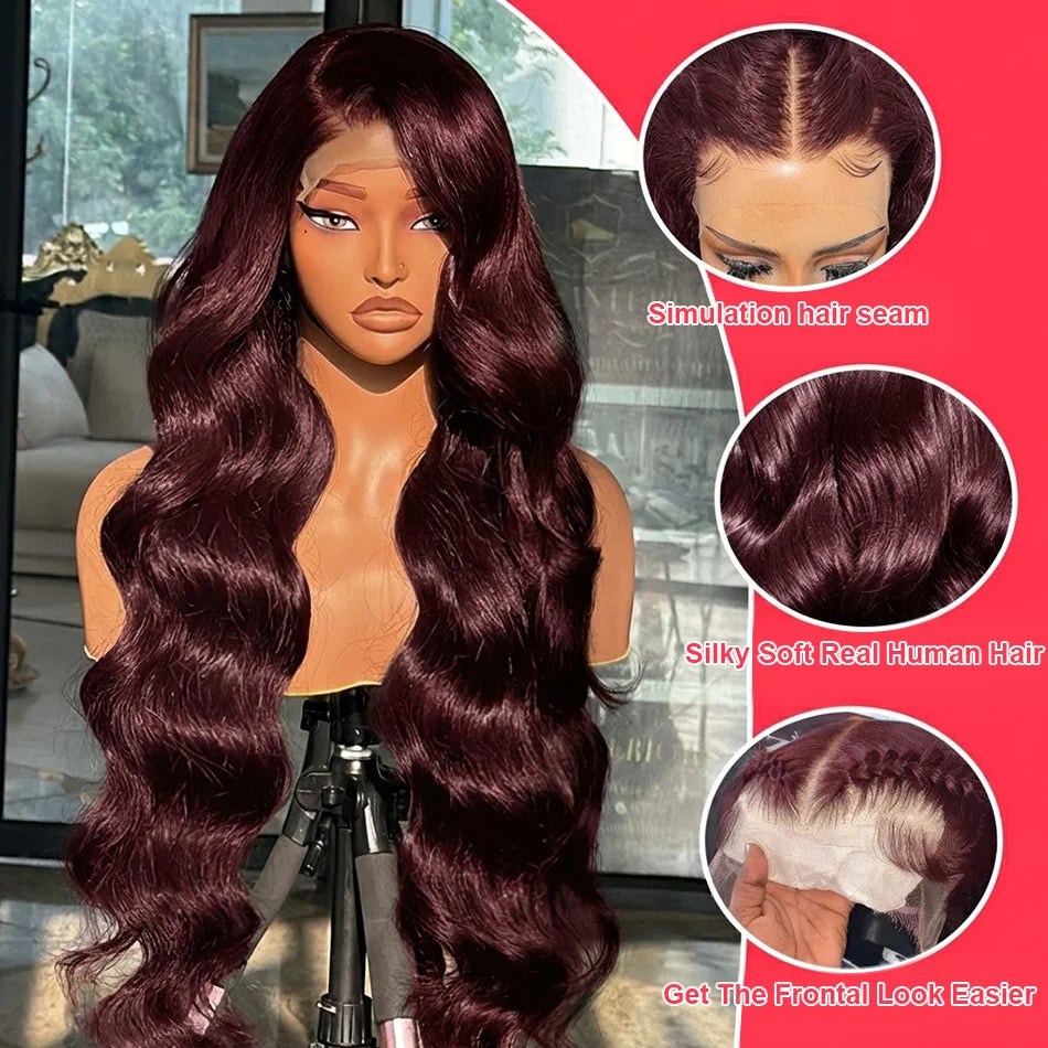Reddish Brown Body Wave 13x6 HD Lace Frontal Wig – 250% Density, 28–40 Inch 13x4