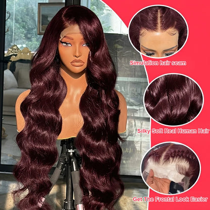 Reddish Brown Body Wave 13x6 HD Lace Frontal Wig – 250% Density, 28–40 Inch 13x4