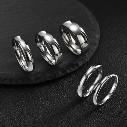 High Polished Stainless Steel Wedding Band Ring for Women Men 2/3/4/5/6mm Gold Plated Smooth Couple Rings Engagement Jewelry