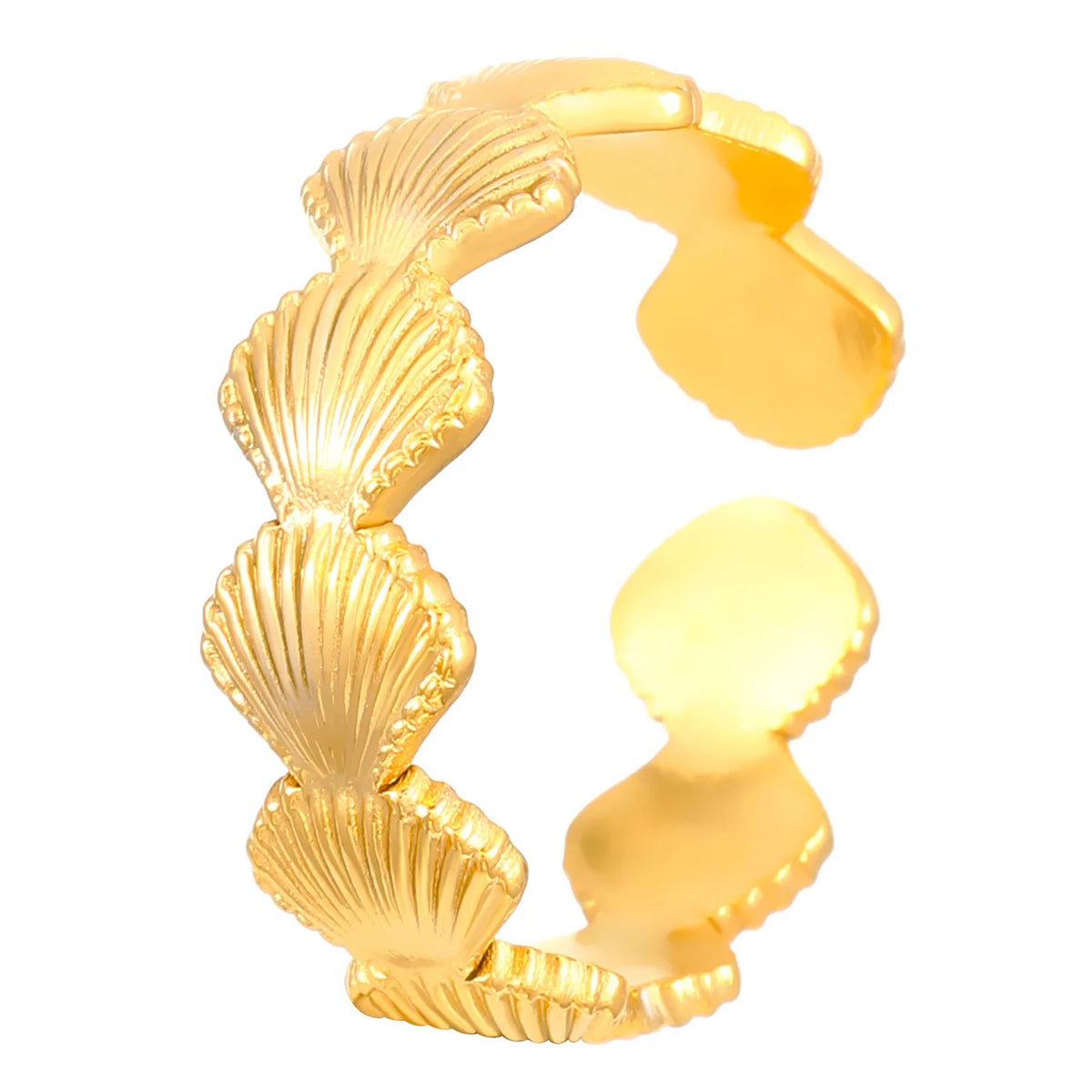MHS.SUN Ocean Style Stainless Steel Starfish Shell Rings For Women Men Vintage Gold Plated Open Ring Summer Beach Jewelry
