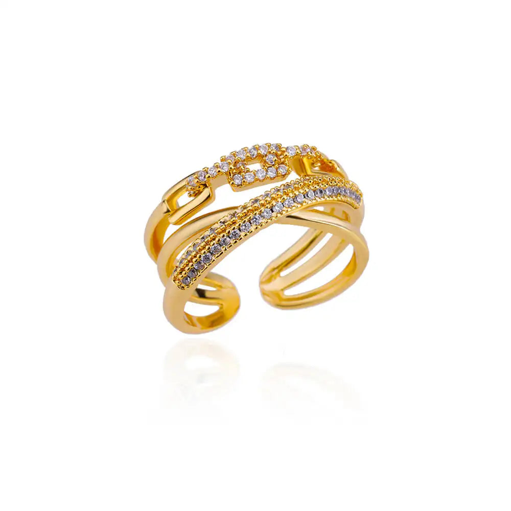 Stainless Steel Round Rings For Women Zircon Geometric Gold Color Crystal Ring Aesthetic Wedding Party Jewerly Gift Bague Femme