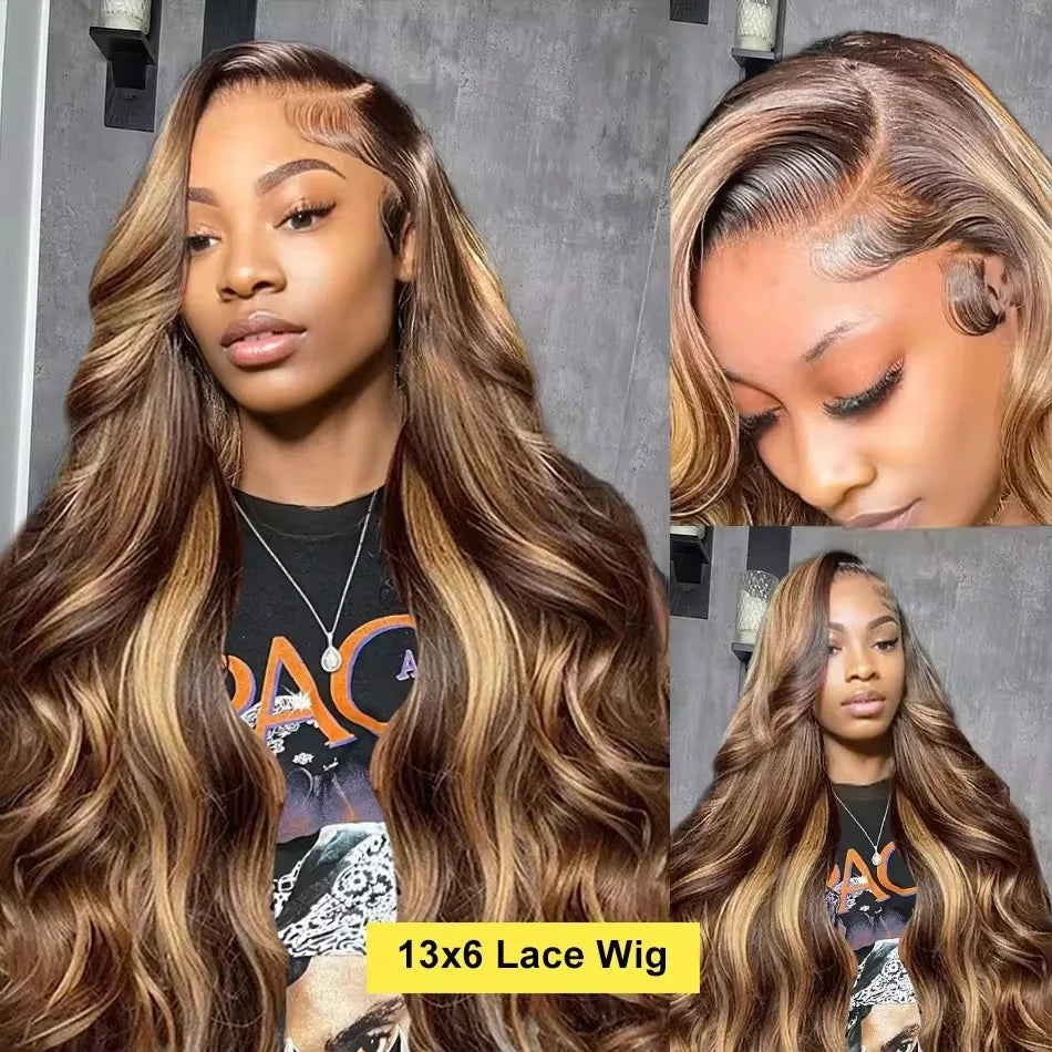 Ombre Honey Blonde Body Wave Glueless HD Lace Wig – 13x6, 13x4 & 5x5, Up to 46 Inch