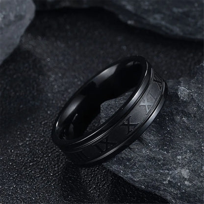UAGE 2020 Vintage Roman Numerals Men Rings Temperament Fashion 6mm Width Stainless Steel Rings For Men Jewelry Gift