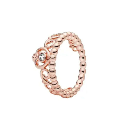 Rose Gold Clor Flower Heart Pink Ring New Hot Selling  Rings Suitable For  Matching DIY Birthday Gift 925 Silver