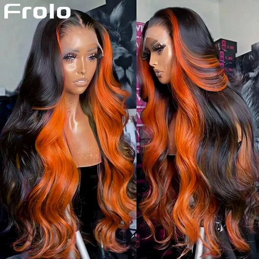 Ginger Orange Highlight Body Wave Lace Wig – 13x6 HD Pre-Plucked with Baby Hair, 250%