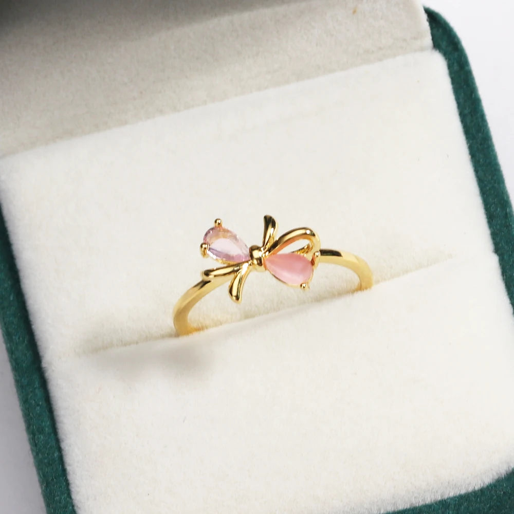 100 styles 14K Gold Plated Color Zircon Flower Crown Bow Open Ring Women Adjustable Stackable Finger Rings Wedding Jewelry Gift