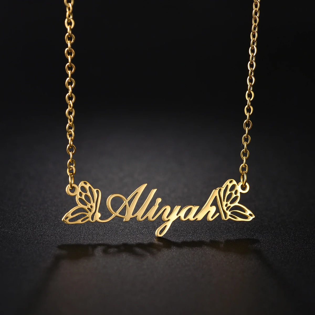 Atoztide Custom Name Necklace for Women with Butterfly Personalized Stainless Steel Jewelry Nameplate Choker Chain Birthday Gift