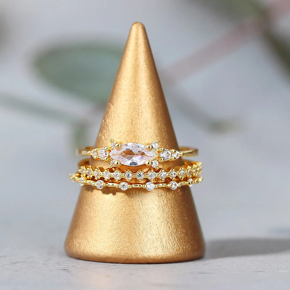 New INS Gold Color Noble Trend Dainty Rings For Women Entry Lux Zircon Midi Finger Rings For Female Anniversary Jewelry KAR229