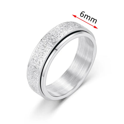 Fidget Spinner Anxiety Rings For Women Men Spinning Rotate Antistress Printing Stainless Steel Ring Accessories Trendy Jewelry