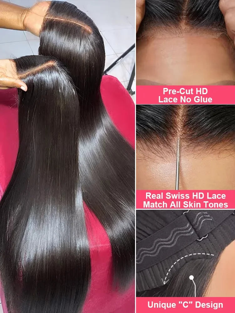 Bone Straight Glueless Lace Front Wig – 13x4, 13x6, 4x4 & 5x5 for Black Women, 30–40 Inch