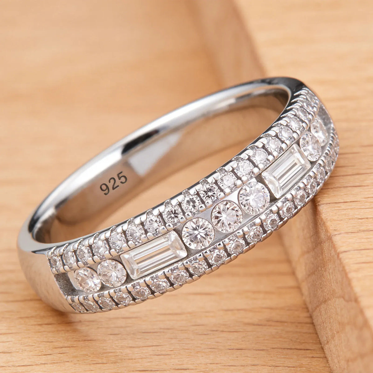 Newshe GRA Certified Moissanite Wedding Bands 925 Sterling Silver Yellow Gold Plated Promise Engagement Rings