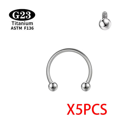 ASTM F136 Grade G23Titanium Wholesale Piercing Set lip Nose Stud Earring Eyebrow 16G Internally Threaded Septum Helix Cartilage