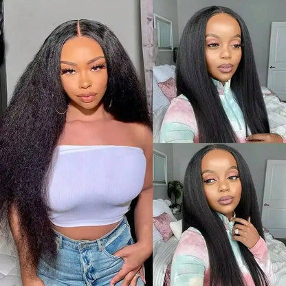 Kinky Straight Lace Frontal Wig for Black Women – Pre-Plucked 13x4 & 13x6, Up to 42 Inch