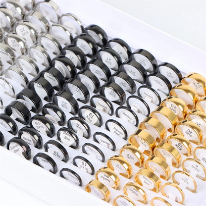 10pcs/lot Multicolor Smooth Stainless Steel Polishing Rings Width 2mm-8mm For Women Men Width 2mm-8mm