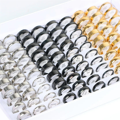10pcs/lot Multicolor Smooth Stainless Steel Polishing Rings Width 2mm-8mm For Women Men Width 2mm-8mm