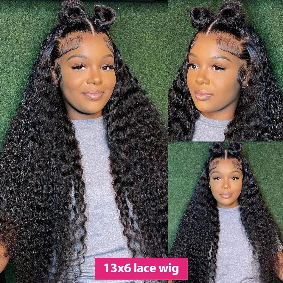Malaysian Deep Wave Curly 13x6 HD Lace Frontal Wig – 250% Density Pre-Plucked, 34 Inch