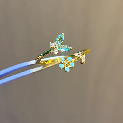100 styles 14K Gold Plated Color Zircon Flower Crown Bow Open Ring Women Adjustable Stackable Finger Rings Wedding Jewelry Gift