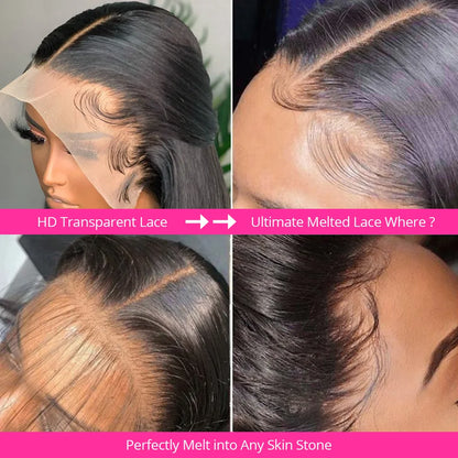 Bone Straight Lace Front Wig – 13x4 & 13x6 HD Transparent, Wear-On-and-Go 30–42 Inch