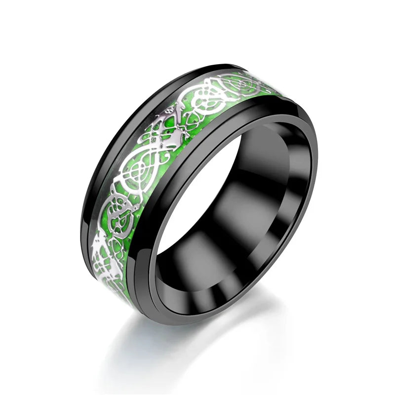 Classic 8mm Black Tungsten Wedding Celtic Dragon Rings For Men Fashion Stainless Steel Purple Carbon Fiber Ring Party Jewelry