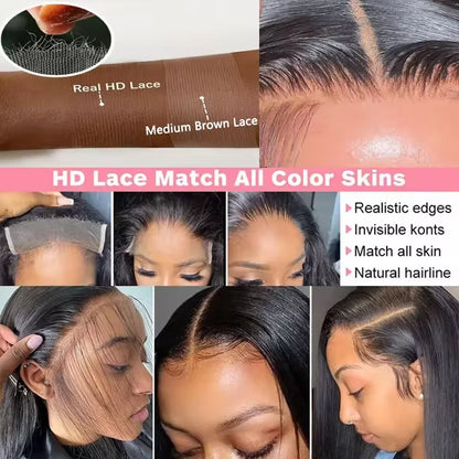 Bone Straight 13x6 & 13x4 Transparent HD Lace Frontal Wig – 200% Real Density 360, 30 Inch