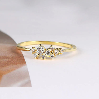 Trendy Elegant Dainty Rings For Women Romantic Women's Ring Shiny Zircon Gold Color Thin Finger Ring Accessories Jewelry KCR088