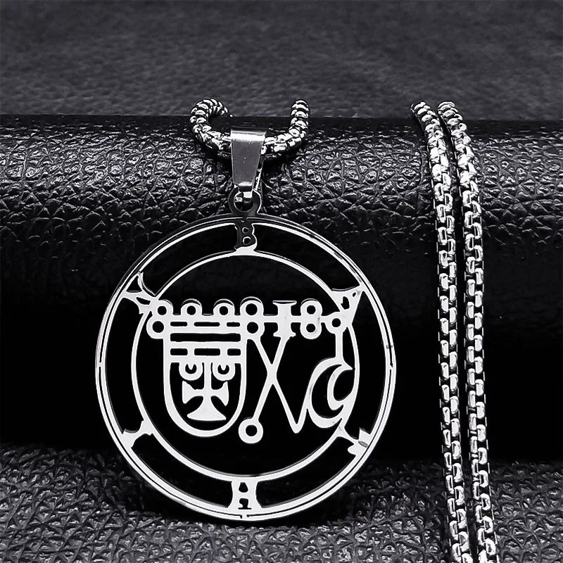Stainless Steel Demon Seal Necklace Men/Women Silver Color Satan LILITH Necklaces & Pendants Jewery colares feminino N1331S03
