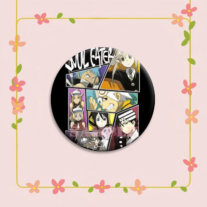 Anime Soul Eater Pins Round Creative Cartoon Badges Handmade Tinplate Brooches for Backpack Accessorys Exquisite Gifts