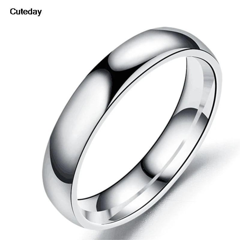 Simple 6/4mm Titanium Ring Women Men Prevent Allergy High Polished Wedding Rings Stainless Steel Couple Finger Jewelry Gifts