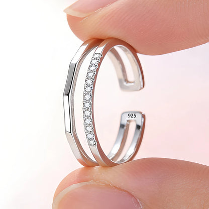 VENTFILLE 925 Sterling Silver Flower Lace Ring Korean Fashion Opening Inlaid CZ Adjustable Rings Valentine's Day Gift