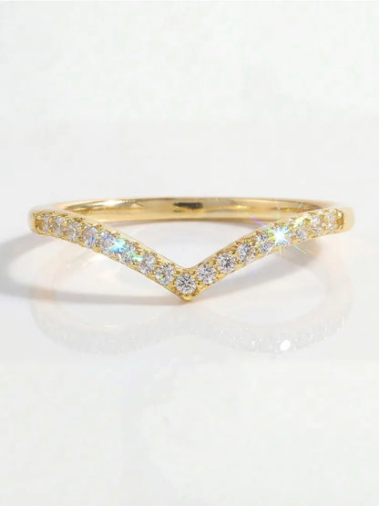 GRA V-Shaped Moissanite Shining Rings For Women 925 Sterling Silver With White Golden Pure Diamond Engagement Wedding Jewelry