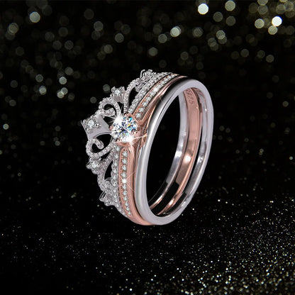 Trumium 0.3ct 925 Sterling Silve Moissanite Diamond Crown Rings for Women Anniversary Party Fine Jewelry Gifts with Certificate