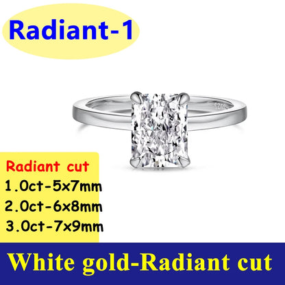 1-3CT Moissanite D Color VVS Diamond Women's Oval Radiant Ring S925 Silver Ring Plated White Gold Jewelry Rings for Women