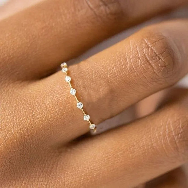 New INS Gold Color Noble Trend Dainty Rings For Women Entry Lux Zircon Midi Finger Rings For Female Anniversary Jewelry KAR229