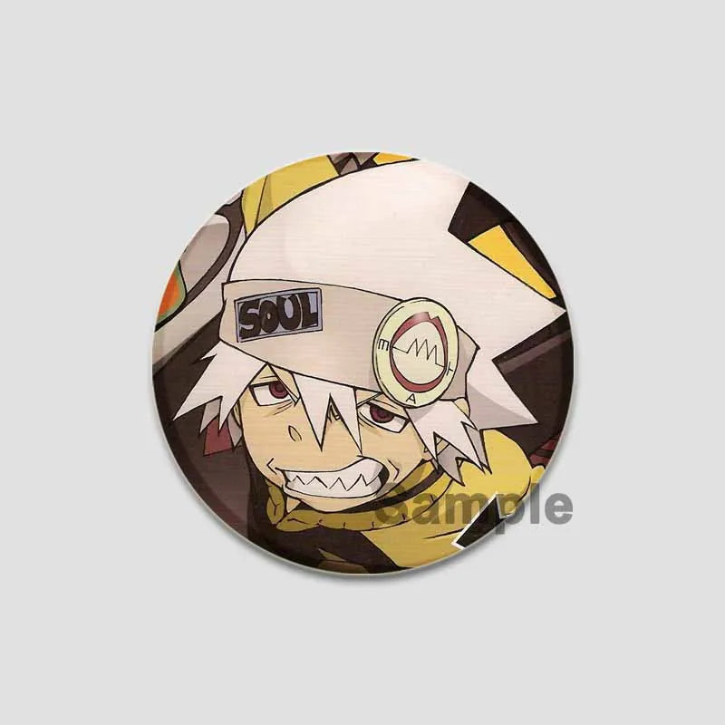 58/44/32mm Anime Soul Eater Round Pins Cartoon Badges Cosplay Handmade Tinplate Brooch for Backpack Clothes Chest Ornament Gifts