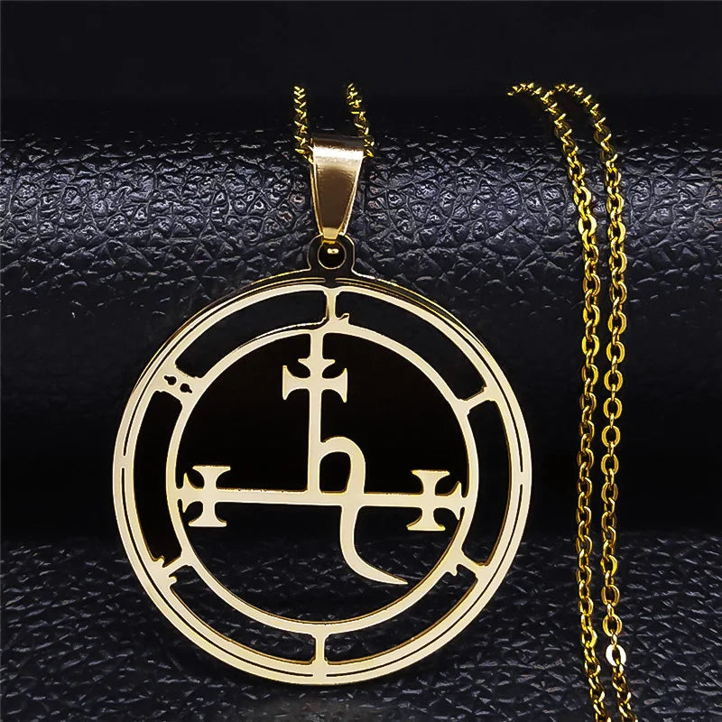 Stainless Steel Demon Seal Necklace Men/Women Silver Color Satan LILITH Necklaces & Pendants Jewery colares feminino N1331S03