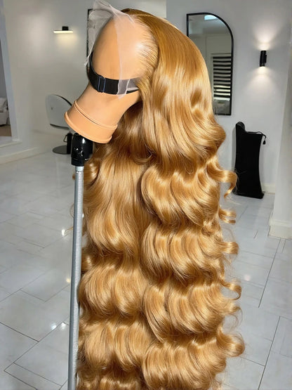 Honey Blonde #27 Body Wave 13x6 HD Lace Frontal Wig – 250% Density Pre-Plucked