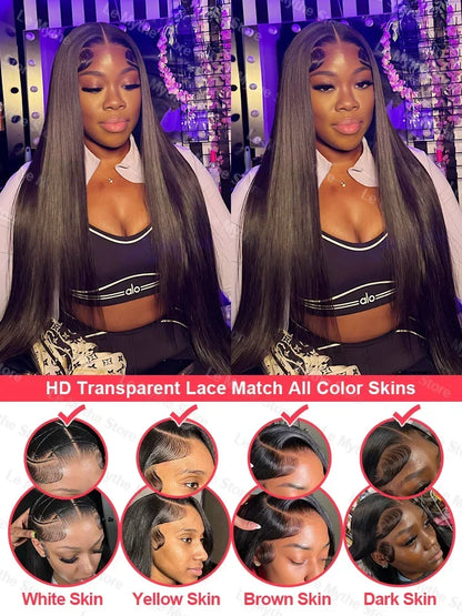 Natural Black Straight HD Lace Front Wig – 13x4, 13x6 & 5x5 Glueless, 250%