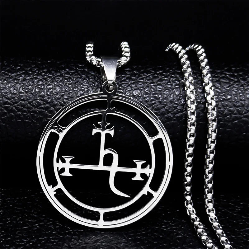 Stainless Steel Demon Seal Necklace Men/Women Silver Color Satan LILITH Necklaces & Pendants Jewery colares feminino N1331S03