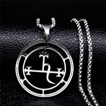Stainless Steel Demon Seal Necklace Men/Women Silver Color Satan LILITH Necklaces & Pendants Jewery colares feminino N1331S03