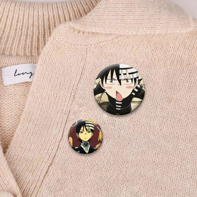 Soul Eater Brooches Anime Figure Lapel Pins Maka Albarn Death The Kid Cartoon Badge for Backpack Accessories Clothes Decoration