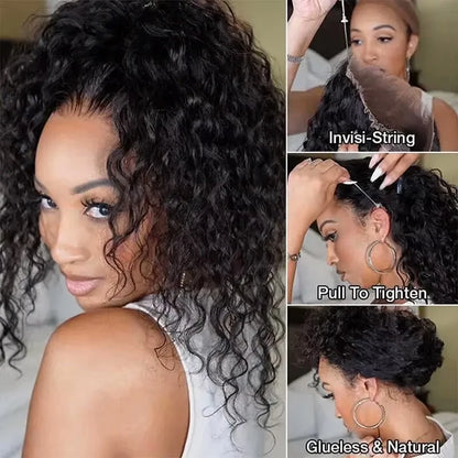 Invisible Strap 360 Full Lace Deep Wave Wig – Glueless Drawstring, 220%