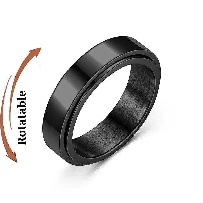 Anti Stress Anxiety Fidget Spinner Couple Rings Rotate Freely Jewelry for Men Women Stainless Steel Knuckle Ring Wedding Bague