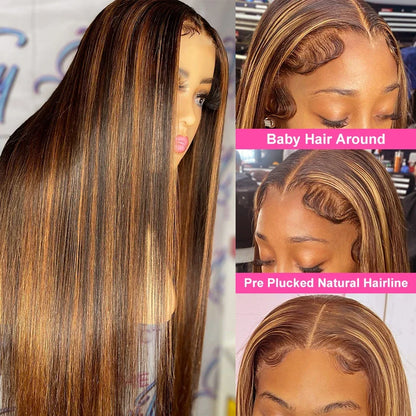 4/27 Highlight Honey Blonde Bone Straight HD Lace Frontal Wig – Pre-Plucked 13x6 & 13x4